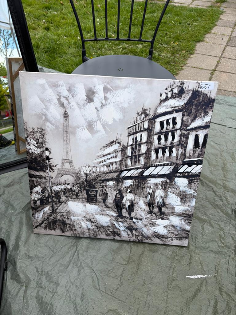 Schilderij Parijs Eiffeltoren Zwart Wit Canvas, Ophalen