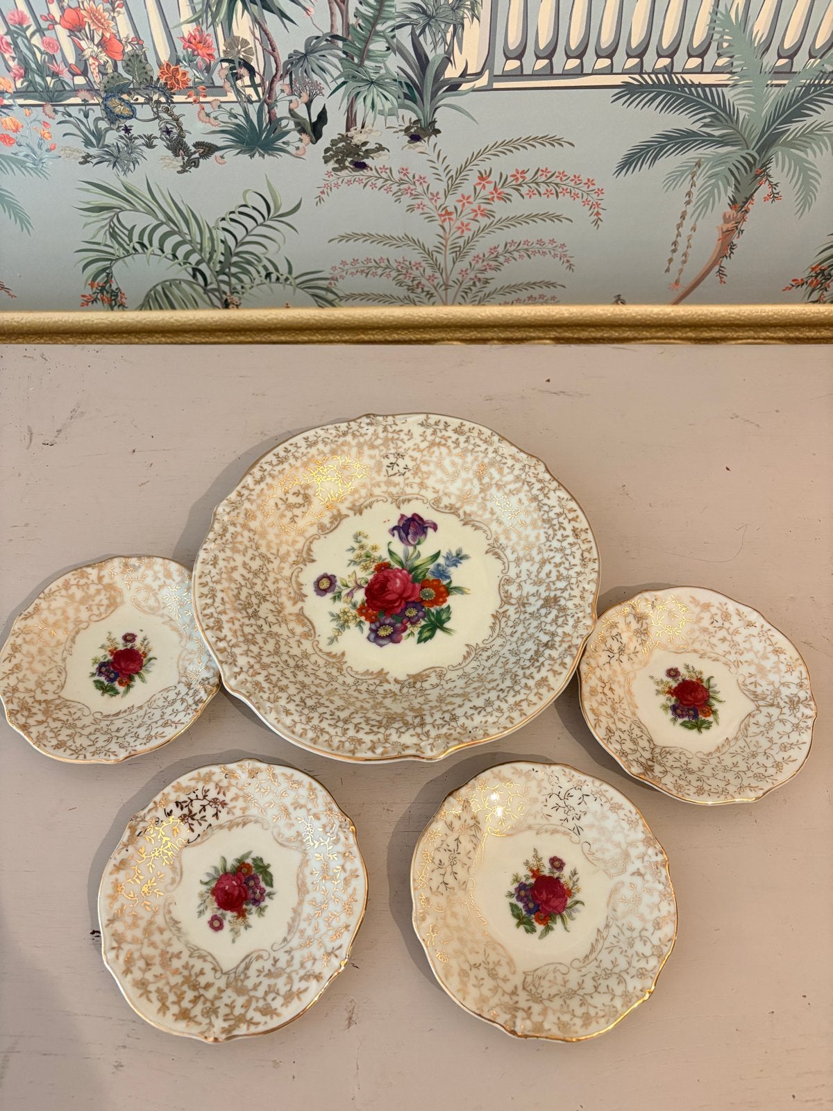 Vintage Porseleinen Petit Four/Gebaksset - 5-delig, Ophalen of Verzenden