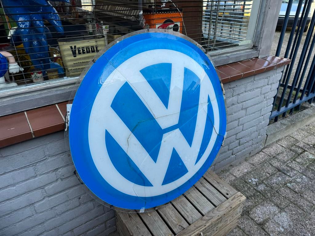 Oude VW reclame lichtbak plaat, Verzamelen, Merken en Reclamevoorwerpen, Ophalen, Gebruikt, ., Lichtbak of (neon) lamp