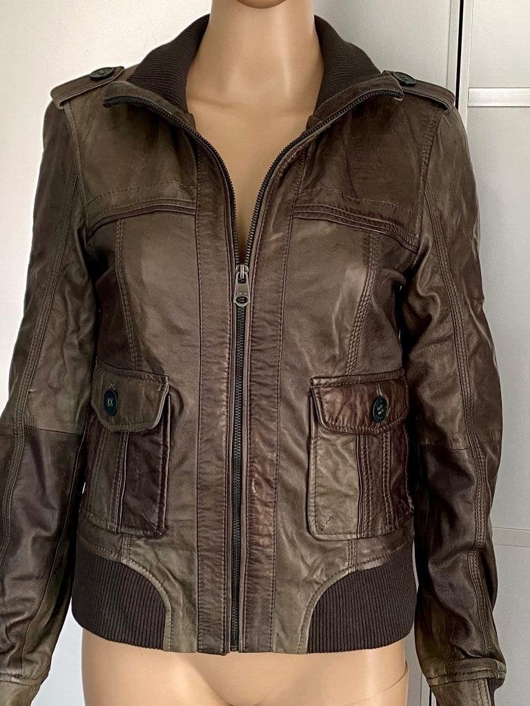 i568 EDC maat S=36 echt-leren jasje jack blazer colbert leer, Kleding | Dames, Ophalen of Verzenden, Zo goed als nieuw, Jasje