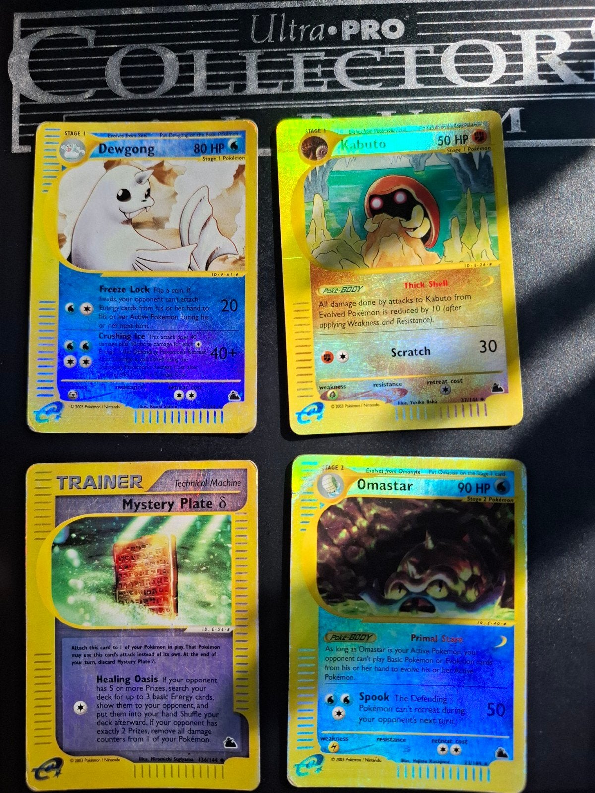 Pokémon Kaarten - Dewgong, Kabuto, Omastar, Mystery Plate, Ophalen of Verzenden, Gebruikt, Meerdere kaarten, Foil
