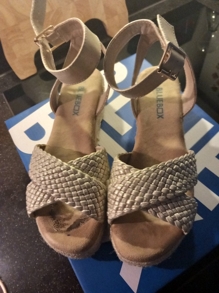 Open schoen met sleehak, Ophalen, Blue Box, Beige, Sandalen of Muiltjes