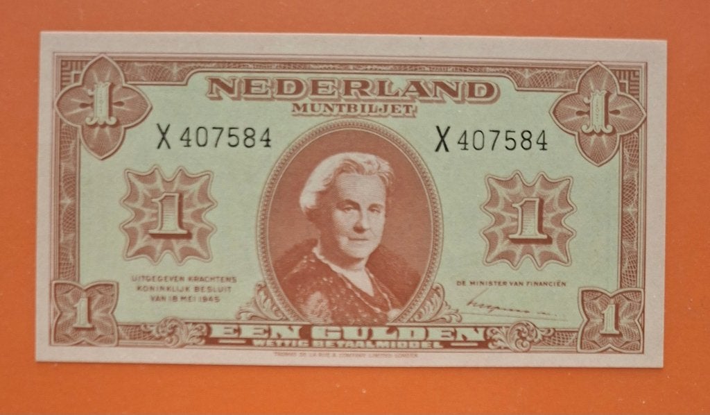 Muntbiljet 1 gulden 1945, 1 grote letter, cat.PL6.a2, Postzegels en Munten, Bankbiljetten | Nederland, Verzenden, 1 gulden, Los biljet