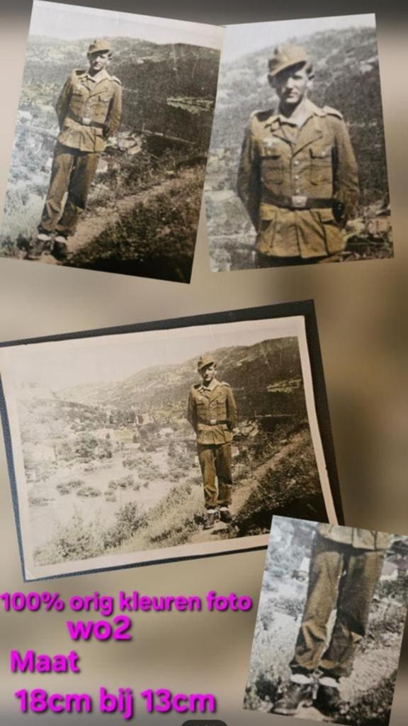 100%orig w2grote kleuren foto duitse soldaat Tropen uniform, Ophalen of Verzenden, Duitsland, Foto of Poster