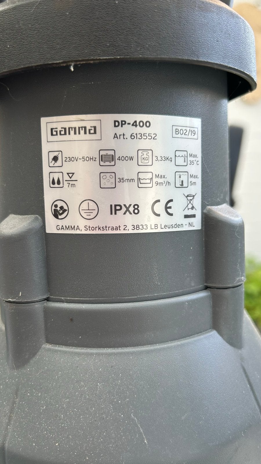 GAMMA Dompelpomp DP-400 - 400W, 9m³/h, Max 7m diepte, Ophalen of Verzenden, Nieuw, Elektrisch, Dompelpomp