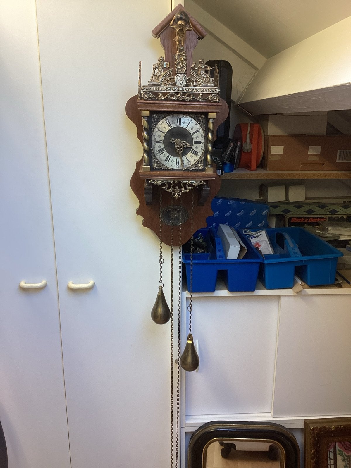 Zaanse Klok - Prachtig Wandornament, Analoog, Ophalen of Verzenden, Zo goed als nieuw, Met gewichten