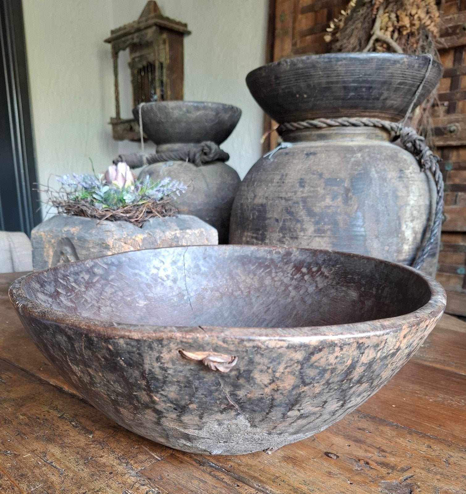 Grote ronde houten schaal, kom van Hoffz ø 41 cm., Schaal, Rond, Ophalen of Verzenden, Zo goed als nieuw