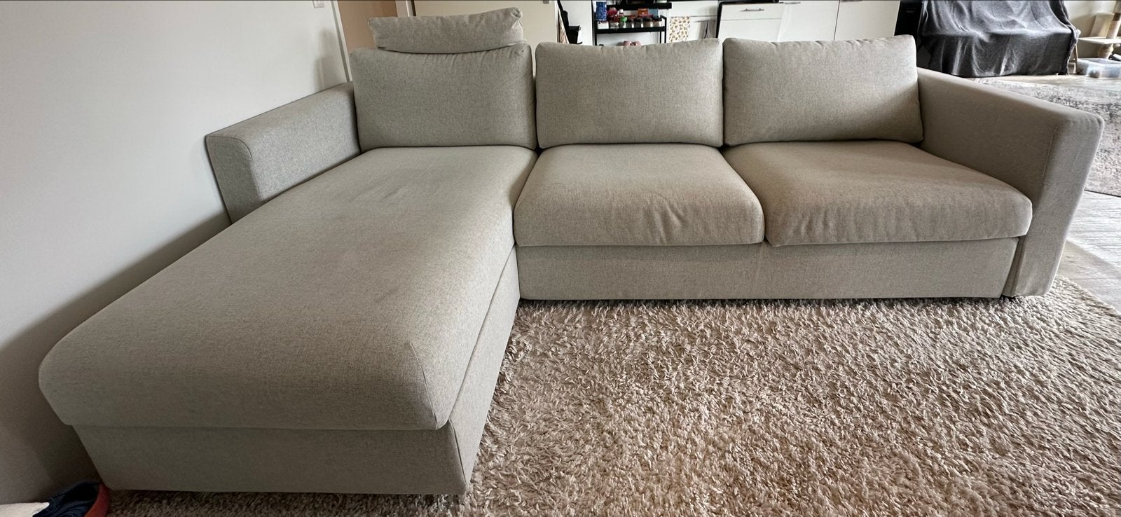 IKEA Vimle 3-zits slaapbank met chaise longue, Huis en Inrichting, Ophalen, 250 tot 300 cm, Gebruikt, 125 tot 150 cm