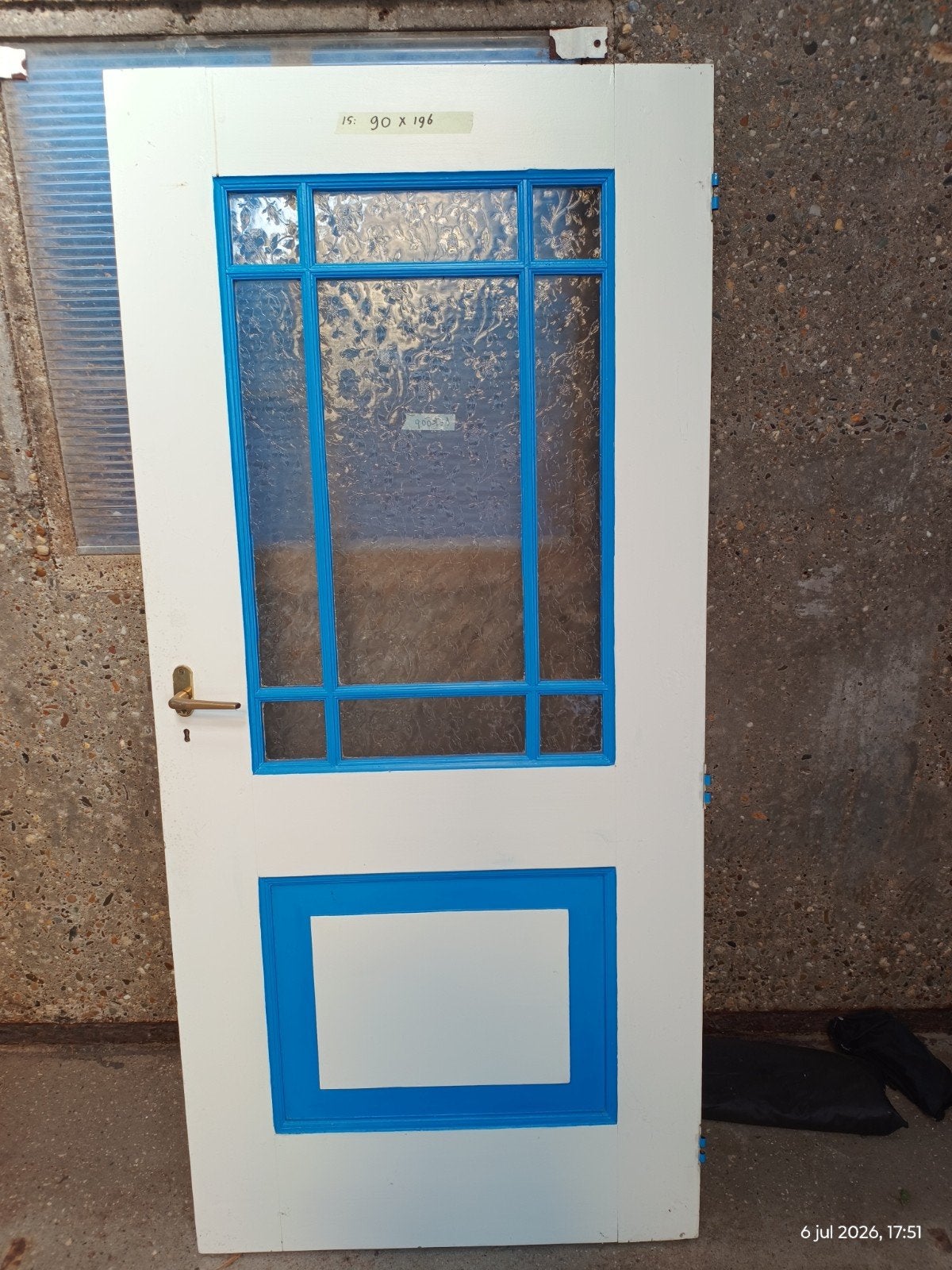 Oude paneeldeuren met glas uit oude boerderij., Gebruikt, Binnendeur, Ophalen of Verzenden, Glas