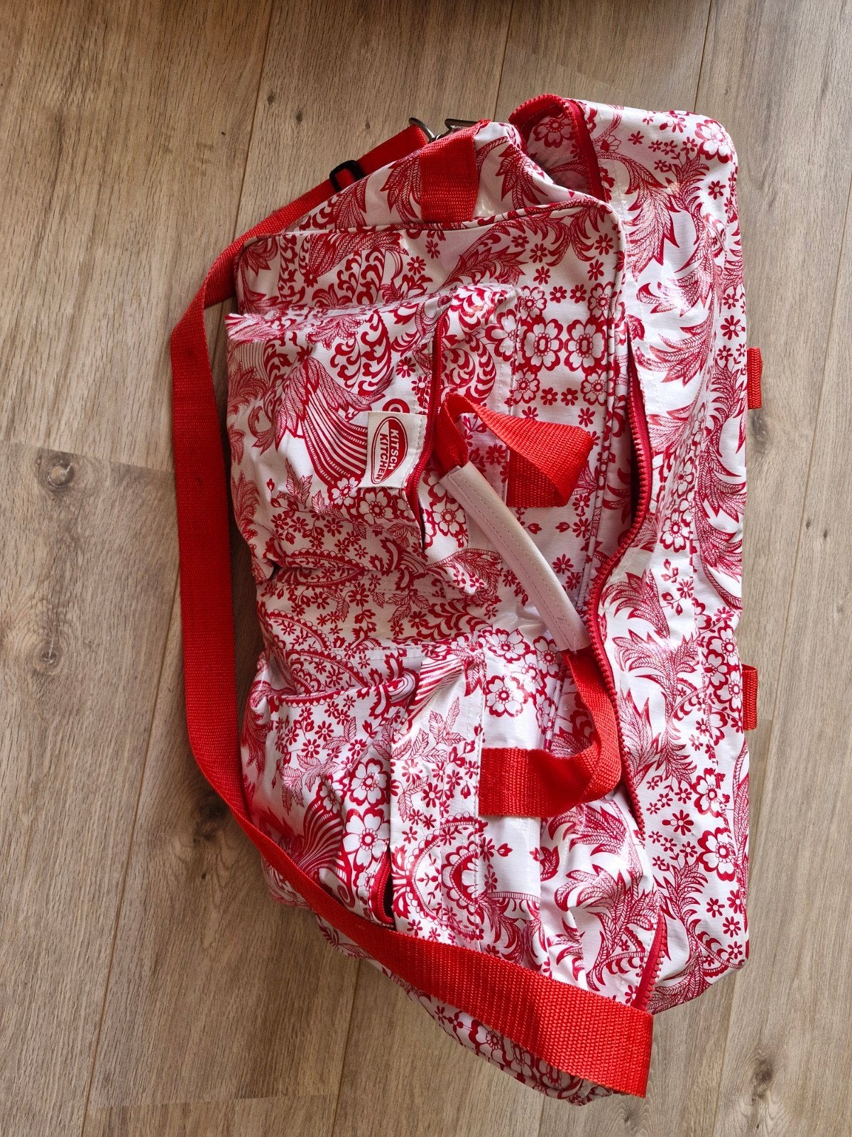 Weekend tas rood wit kitch kitchen, Ophalen