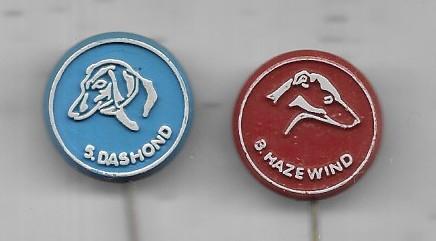 2 HONDEN SPELDEN DASHHOND EN HAZEWIND HOND VERSCHILLENDE, Ophalen of Verzenden, Zo goed als nieuw, Dier of Natuur, Speldje of Pin