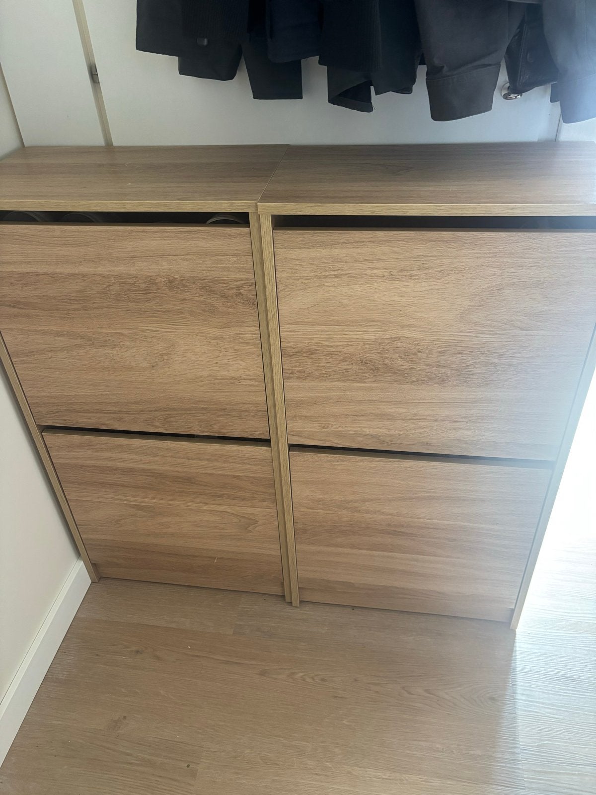2x IKEA BISSA Schoenenkast Licht Eiken, Huis en Inrichting, Kasten | Schoenenkasten, Ophalen, Gebruikt