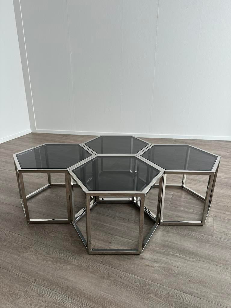 Salontafel 6 hoekig hexagon honingraat tafel, 100 tot 150 cm, Zo goed als nieuw, Minder dan 50 cm, Rechthoekig