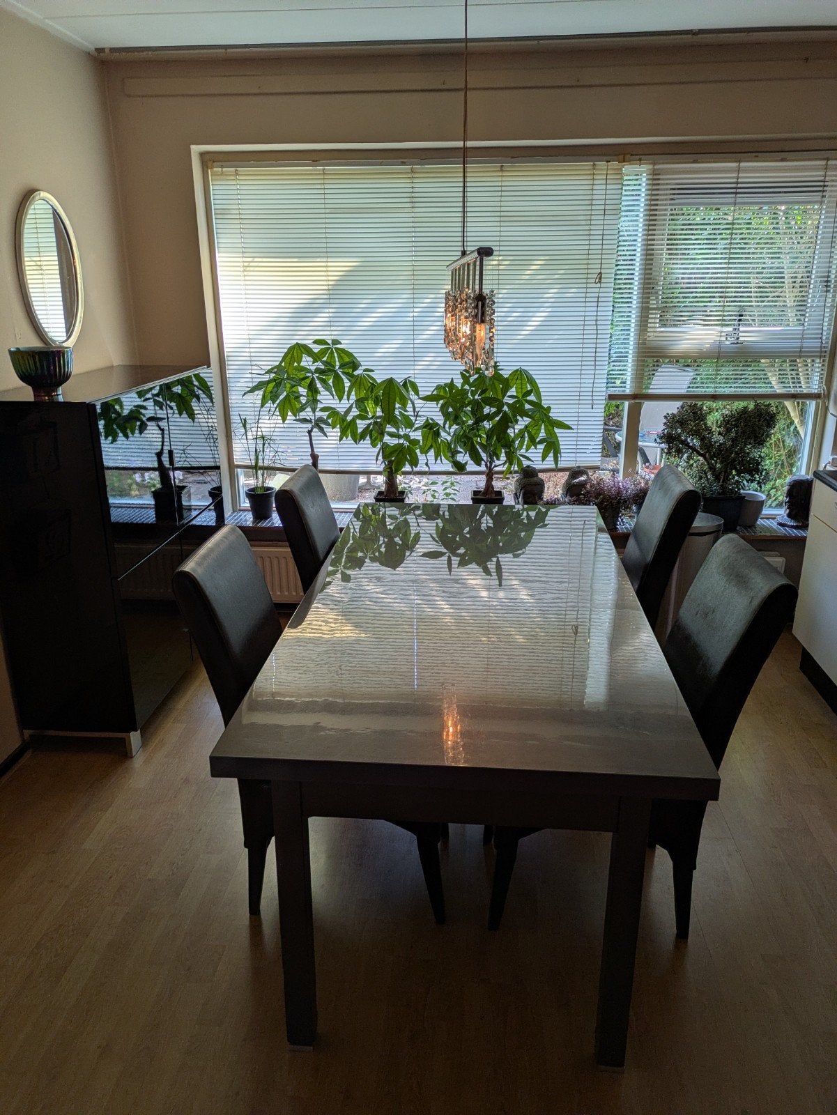 Glazen eettafel van Ijtsma Wonen met stoelen, Ophalen, Rechthoekig