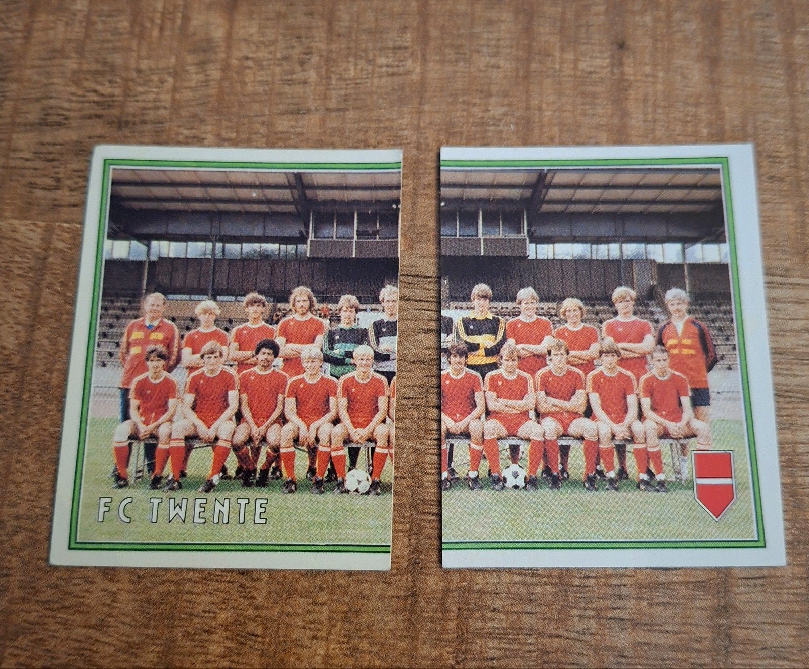 FC Twente Panini voetbal 1981 - Elftal (2 plaatjes), Ophalen of Verzenden, Gebruikt, F.C. Twente, Poster, Plaatje of Sticker