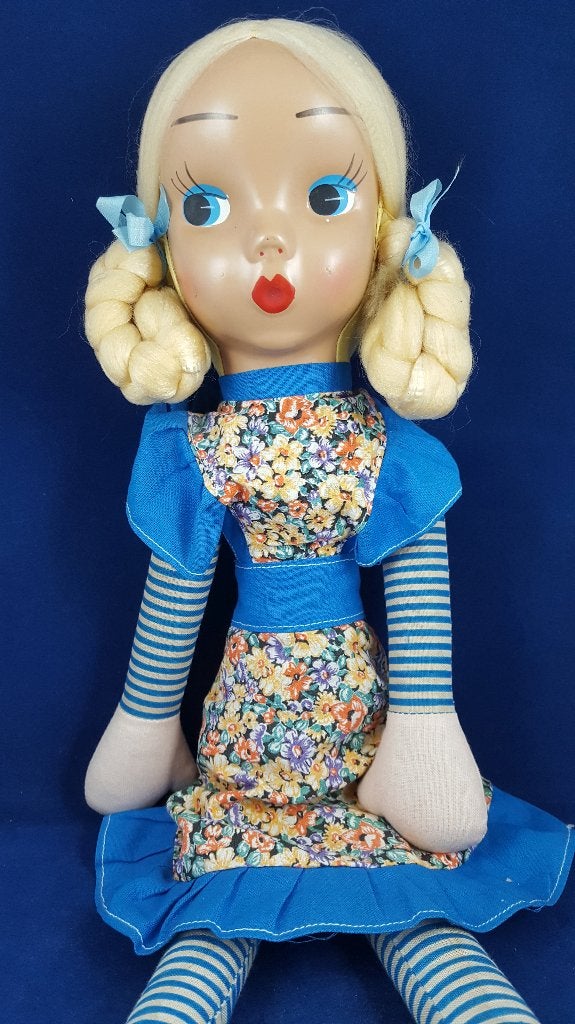 Antieke papier-maché pop strovulling 70 cm. jaren 50/60. 5B1, Tweedehands verkoop, Tweedehands verkoop, Gebruikt, Ophalen of Verzenden