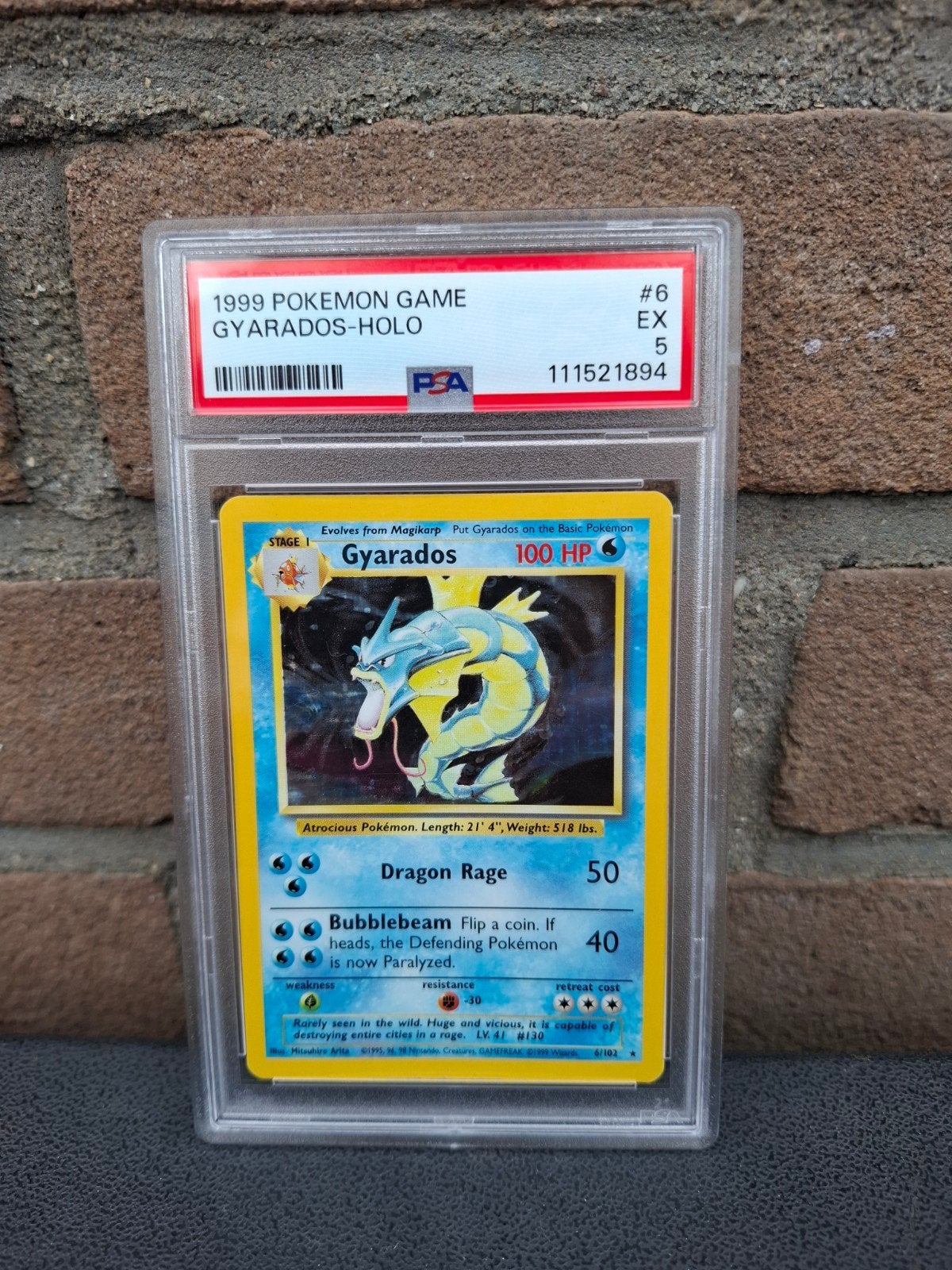 psa 5 gyarados holo base 1999 vintage pokemon, Ophalen of Verzenden, Zo goed als nieuw