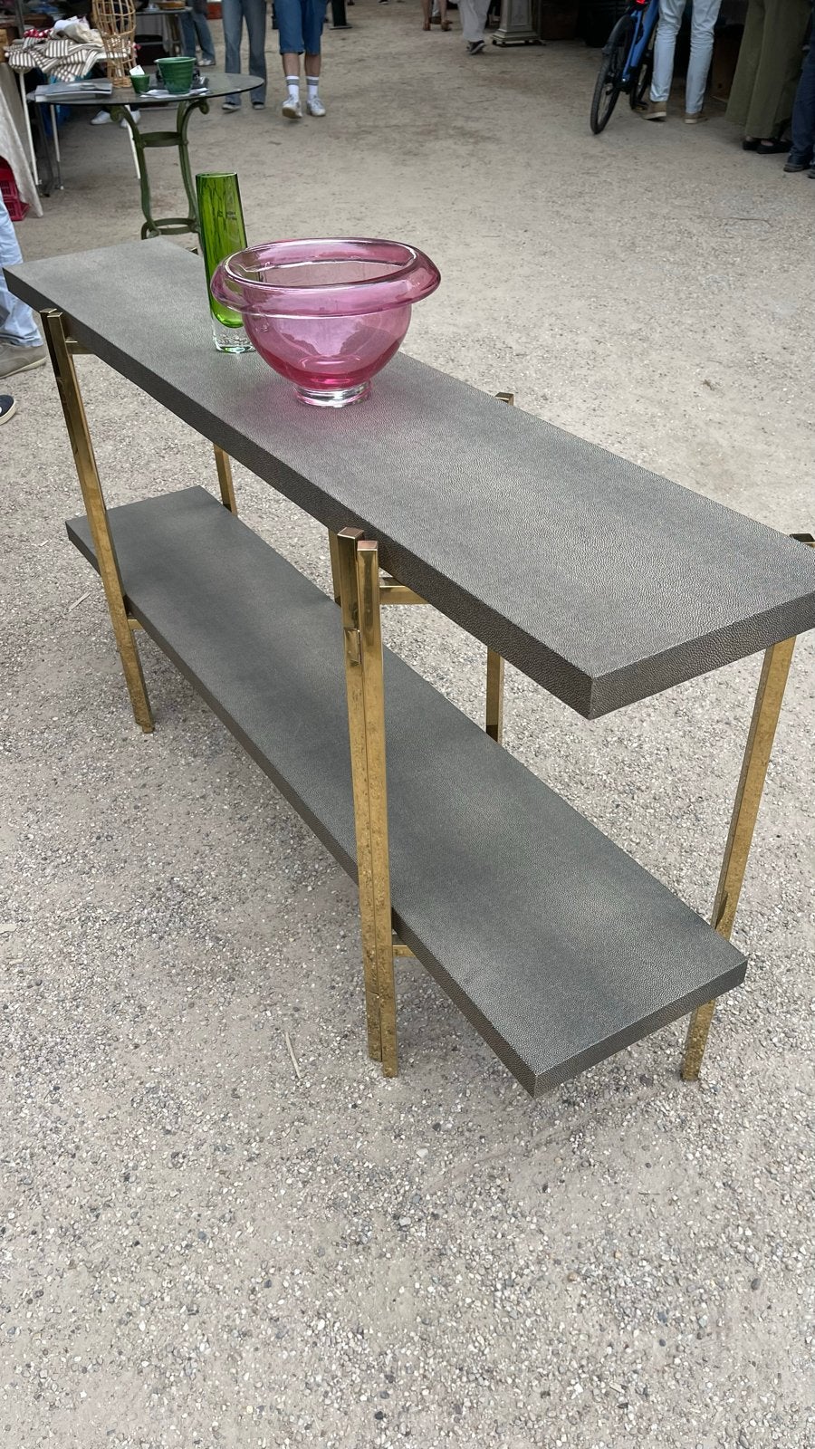 Hotel Chique consoletafel/stellingkast Gold + Shagreen Look, Ophalen, Home Decor, Zo goed als nieuw, Nvt