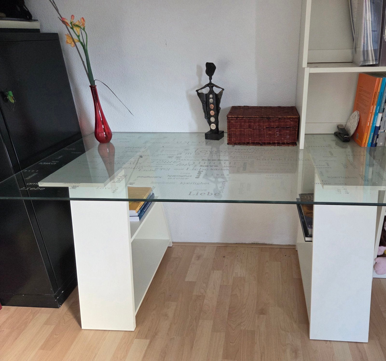 Glazen bureau met opbergruimte - 80 x 150 cm, Ophalen