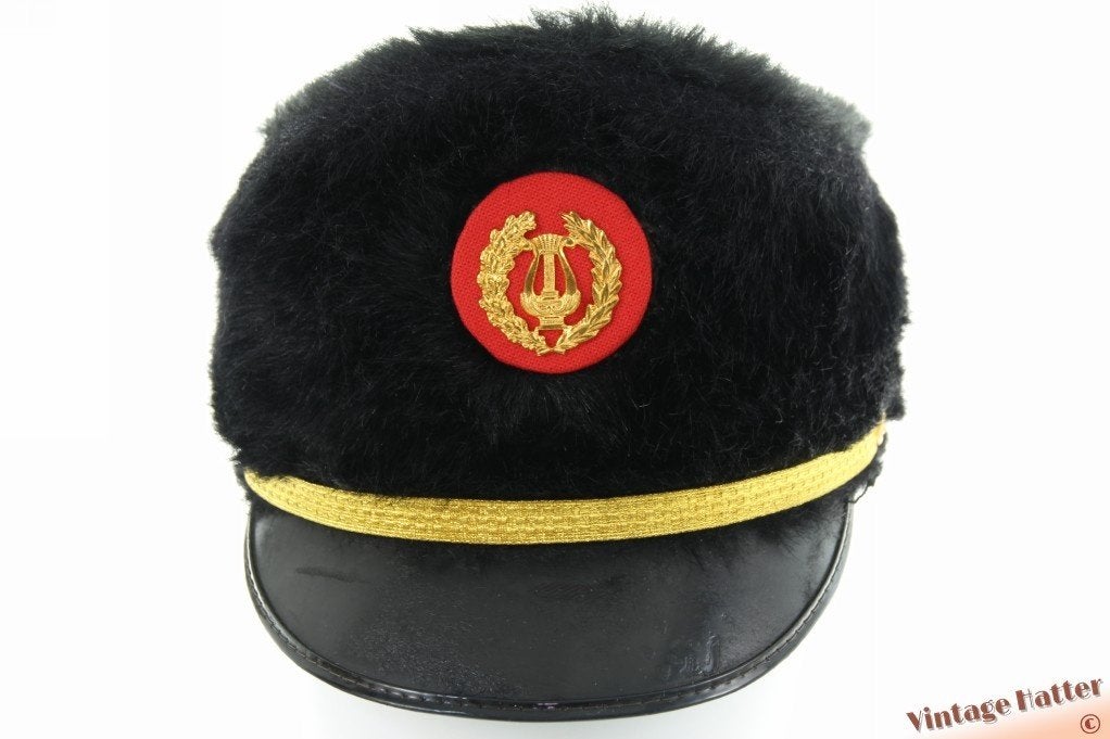 vintage Fanfare hoed zwart faux bont 55,5 = S, Henca, Ophalen of Verzenden, 57 cm (M, 7⅛ inch) of minder, Gedragen