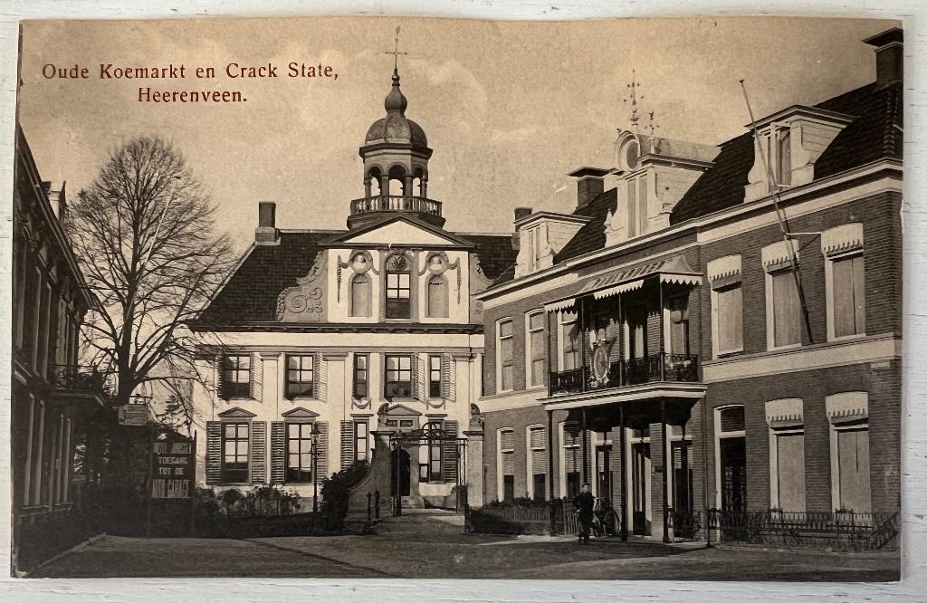 Oude Ansichtkaart - Heerenveen Oude Koemarkt en Crack State, Verzamelen, Ansichtkaarten | Nederland, Verzenden, Voor 1920, Gelopen