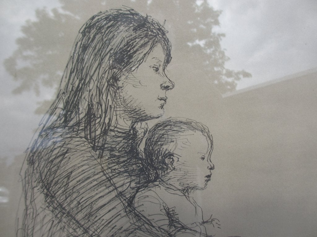 Aat Veldhoen "Lotje & Martijn" Rota print/ gesigneerd 1961, Portret en Figuren, Ophalen of Verzenden, Lithografie, Gesigneerd