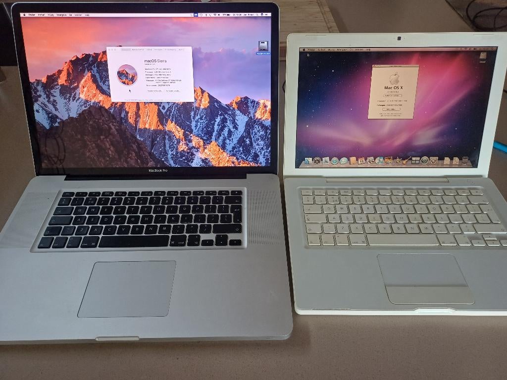 Macbook pro 17 inch en Macbook wit 13 inch, Computers en Software, Apple Macbooks, Gebruikt, 2 tot 3 Ghz, 13 inch, Onbekend