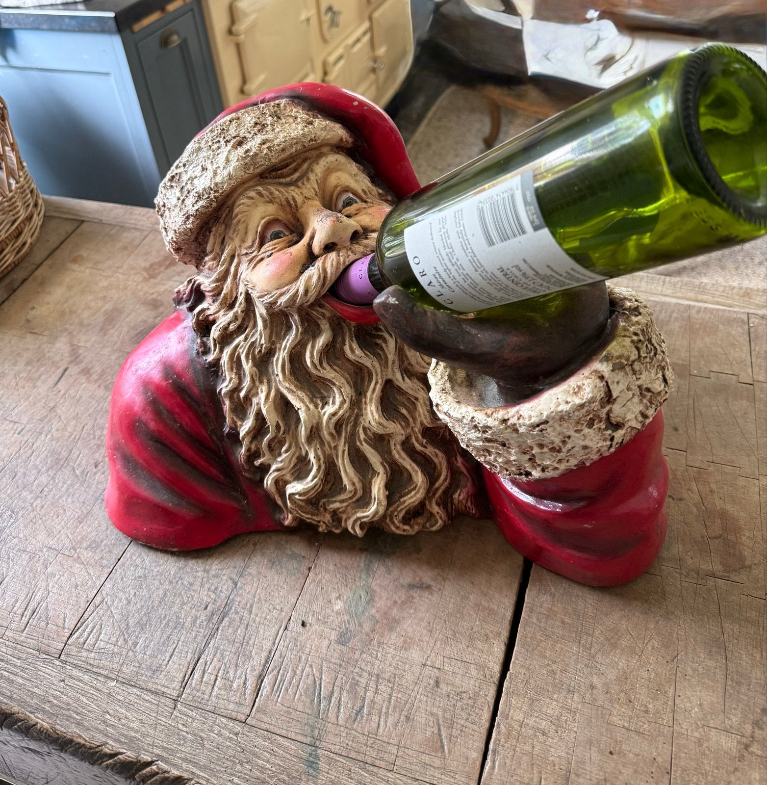 Grote kerstman wijnfleshouder – beeld – kerstdecoratie, Diversen, Ophalen of Verzenden