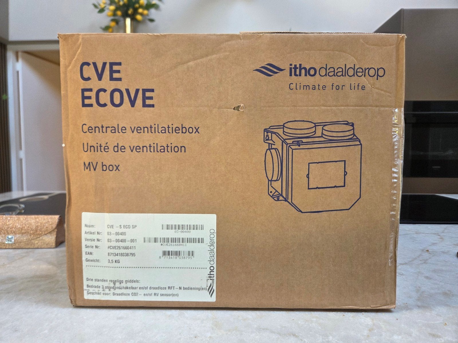 Nieuwe Itho Daalderop CVE-S ECO SP Centrale Ventilatiebox Ni, Doe-het-zelf en Verbouw, Ophalen of Verzenden, Nieuw, Ventilator
