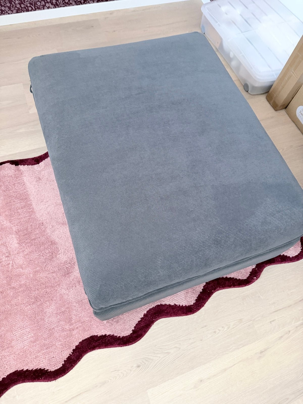 IKEA VALLENTUNA slaapbank/poef grijs ribstof - zgan, Ophalen, Eenpersoons, Zo goed als nieuw, 80 cm