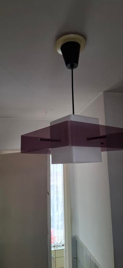 Vintage Plafondlamp - Paars en Wit Design, Huis en Inrichting, Kasten | Televisiemeubels, Kunststof, Gebruikt, Minder dan 25 cm