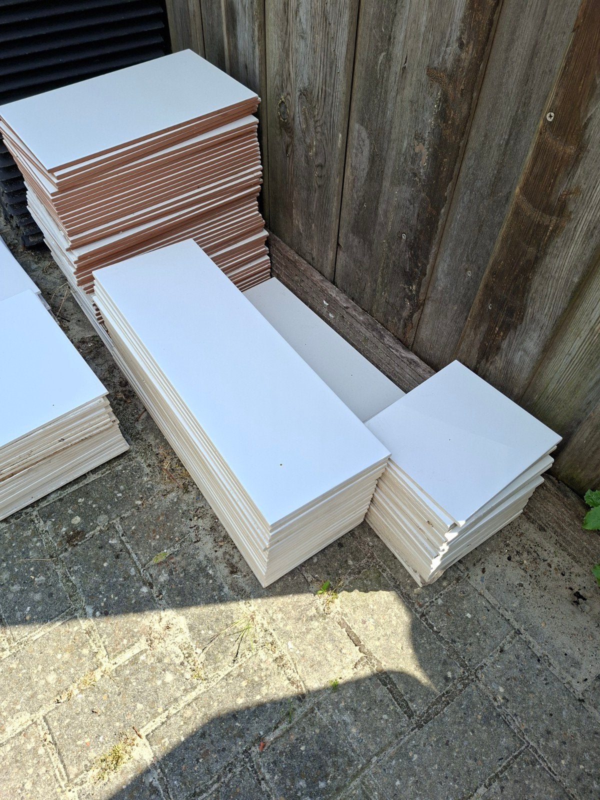 Partij witte geglazuurde badkamer tegels diverse maten, Minder dan 20 cm, Minder dan 5 m², Wandtegels, Keramiek