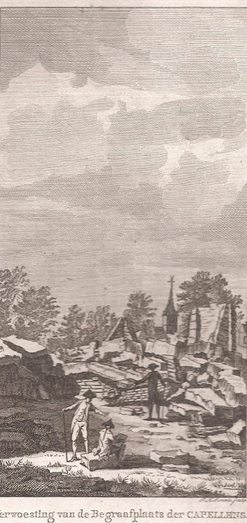 Gorssel Verwoesting van de Begraafplaats der Capellens 1788, Origineel, 7 cm, Ophalen of Verzenden, Gravure