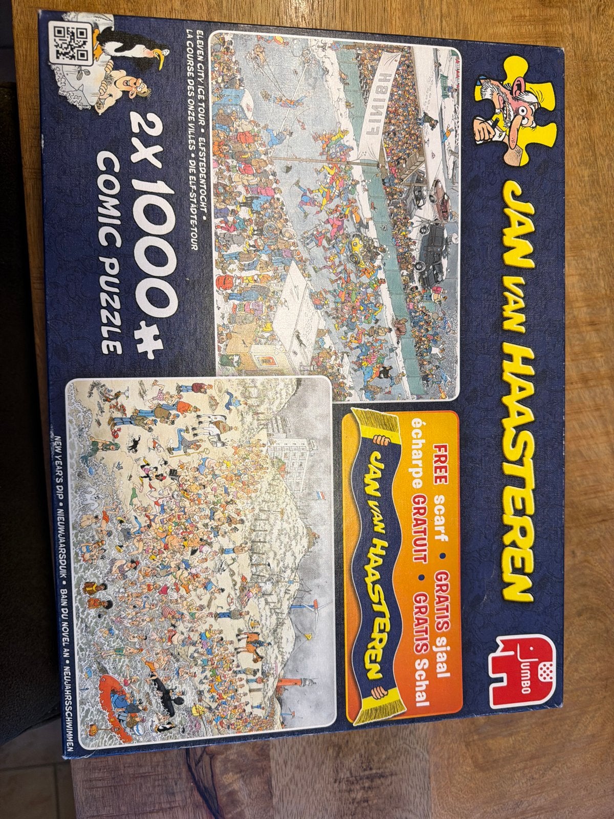Jan v Haasteren 2x1000,sjaal. Elfstedentocht, Nieuwjaarsduik, Ophalen of Verzenden, 500 t/m 1500 stukjes