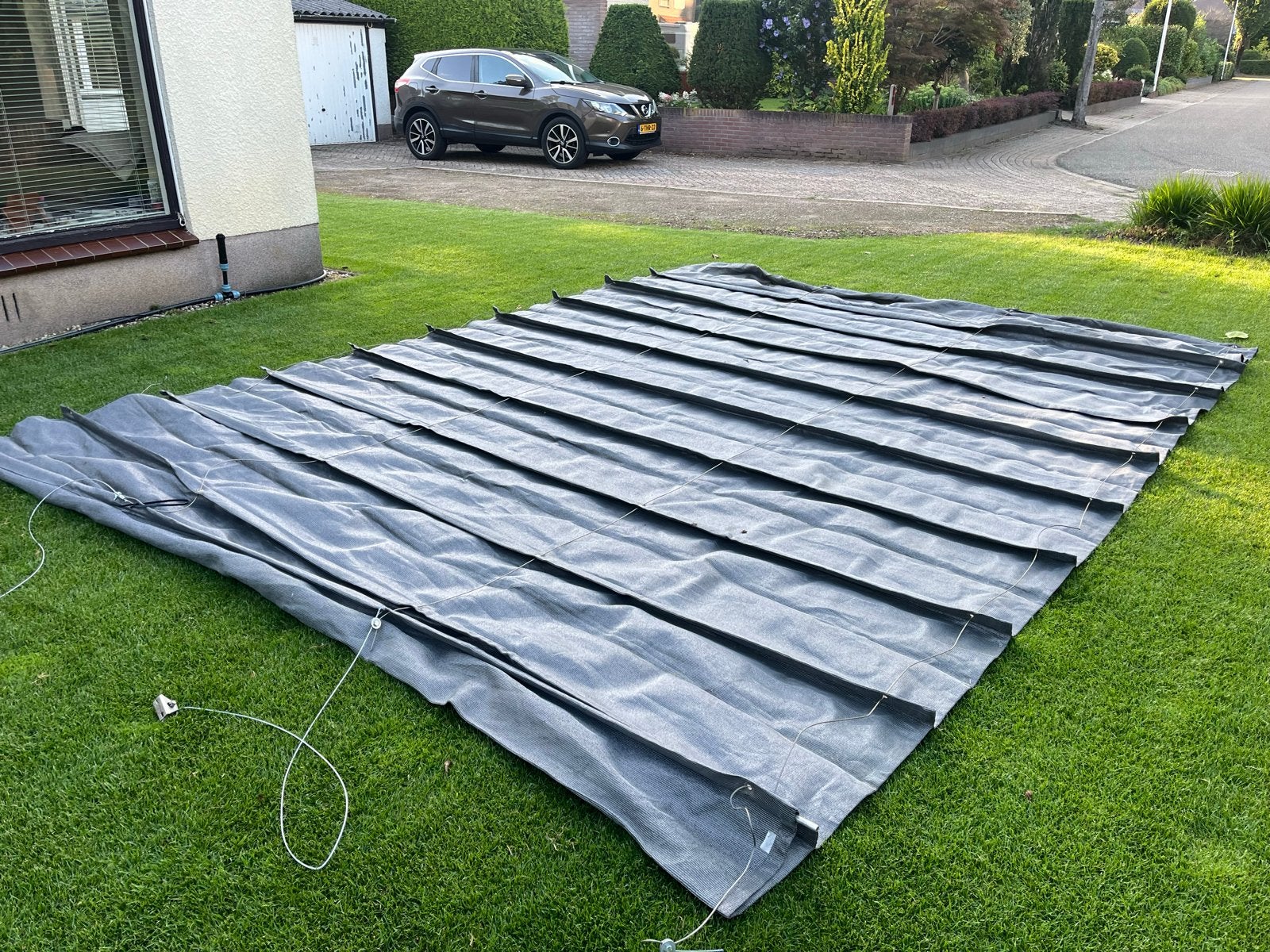 Harmonicadoek Nesling Coolfit 370x500 cm met ophangsysteem, Ophalen, Overige typen, Zo goed als nieuw, 250 cm tot 450 cm