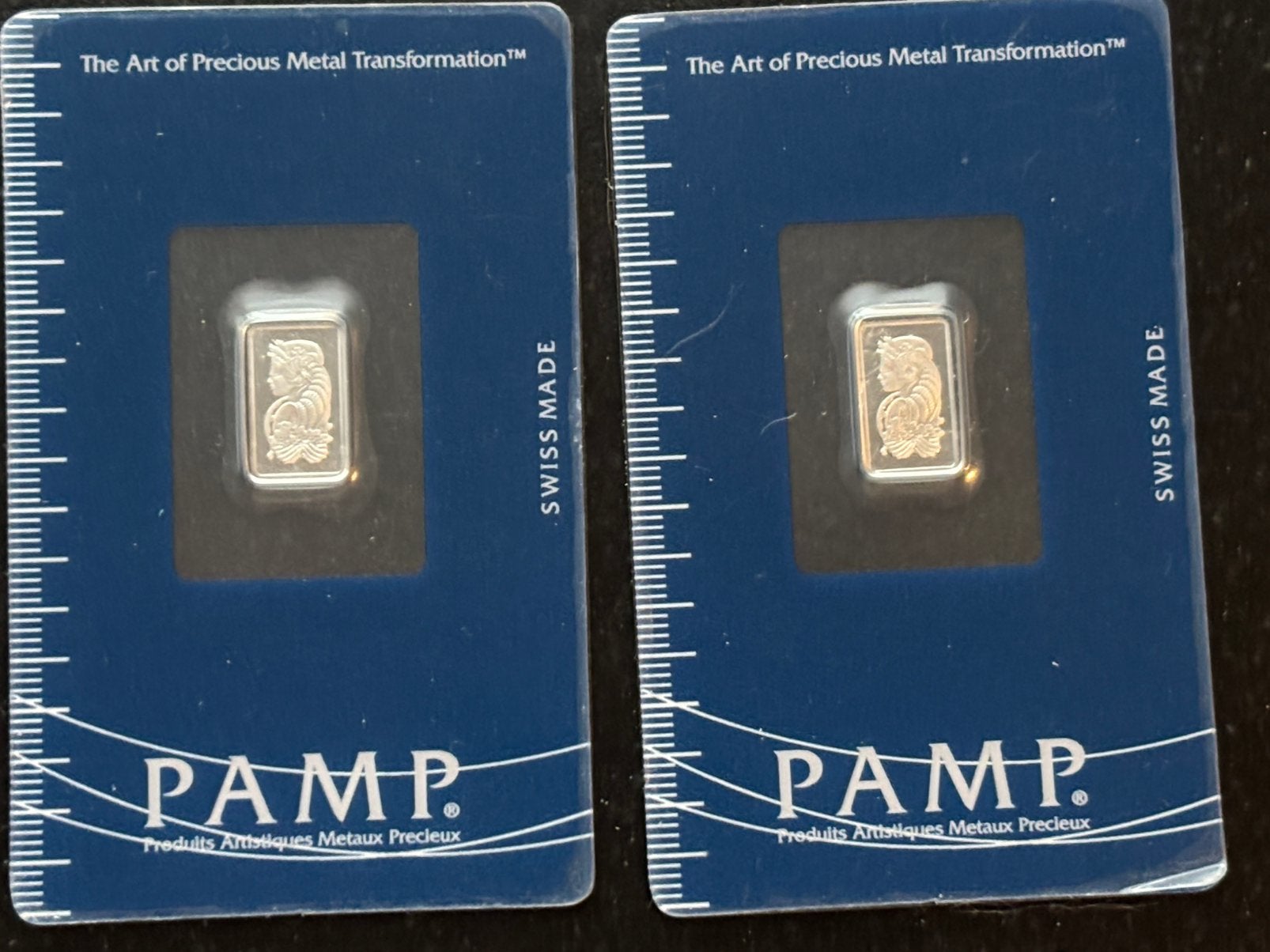 2x 1 gram palladium - pamp suisse zeldzaam opvolgende nummer, Ophalen of Verzenden, Platina