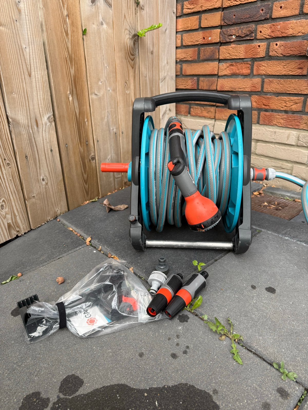 Gardena Tuinslanghaspel met slang en accessoires, Tuin en Terras, Ophalen of Verzenden, Zo goed als nieuw, Tuinslanghaspel