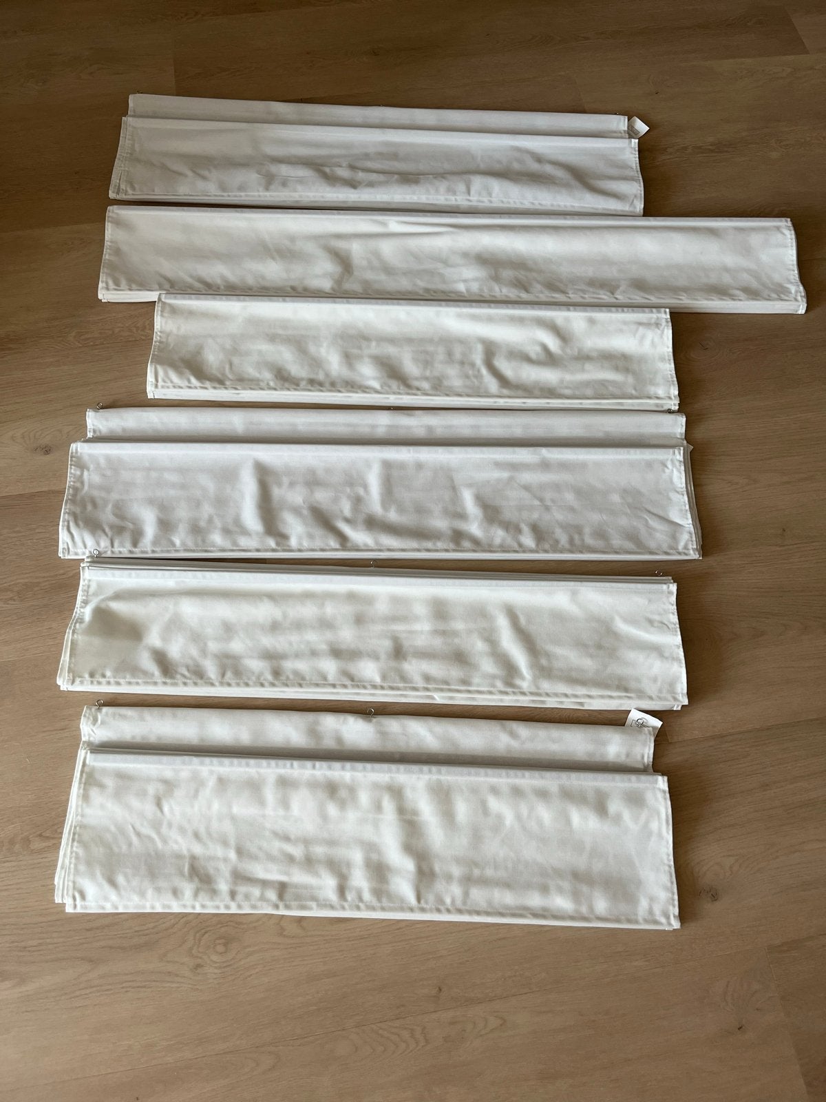 Witte vouwgordijnen - set van 6, Huis en Inrichting, Stoffering | Gordijnen en Lamellen, Ophalen, Gebruikt, Wit, Vouwgordijn