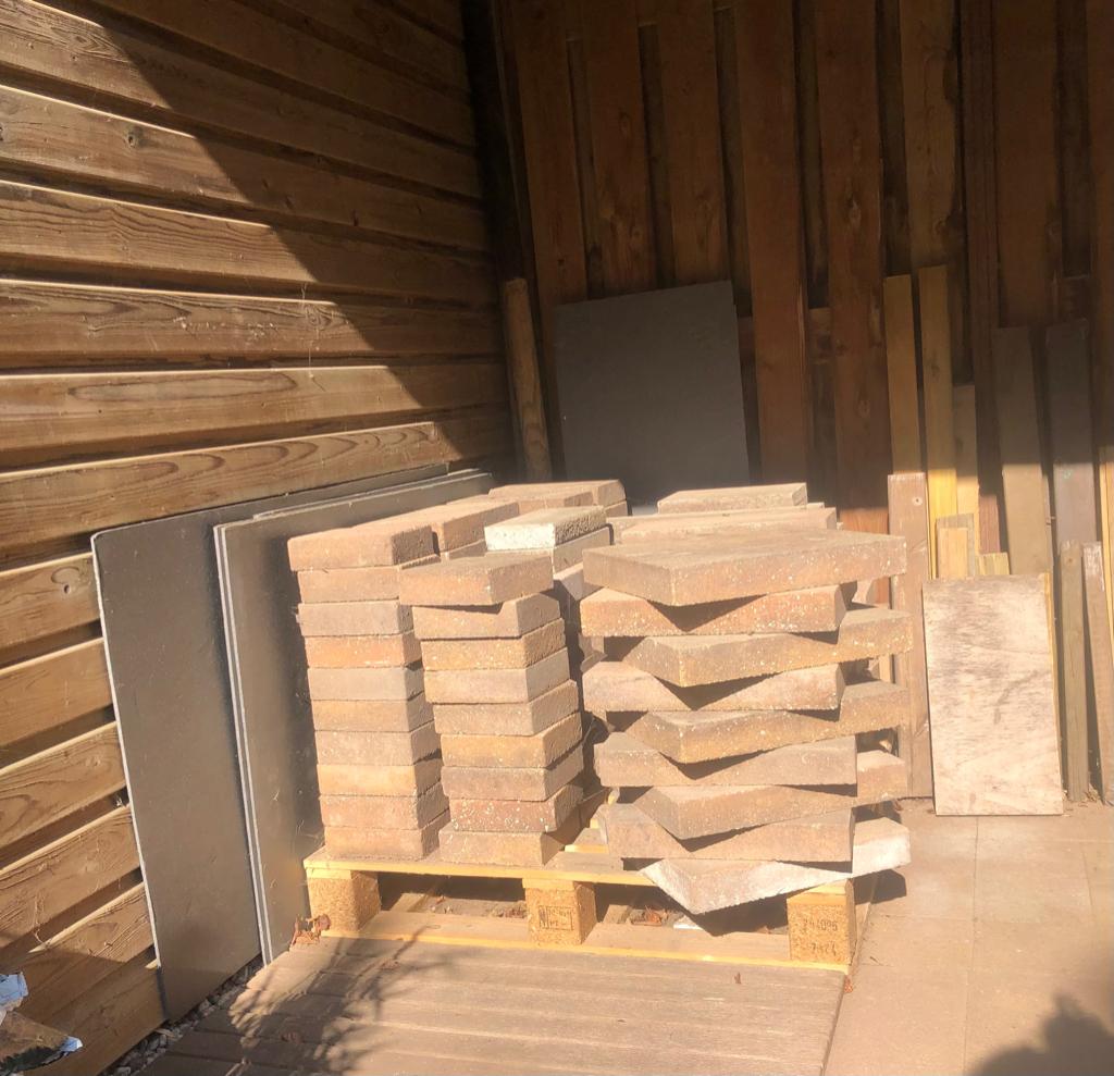Terras tegels in verschillende maten, Ophalen, Zo goed als nieuw, 10 m² of meer, Beton