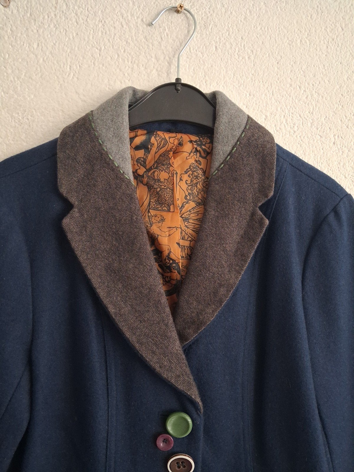 Desigual  blauwe blazer met kleurrijke knopen Maat L, Kleding | Dames, Blauw, Maat 42/44 (L), Ophalen of Verzenden, Onbekend