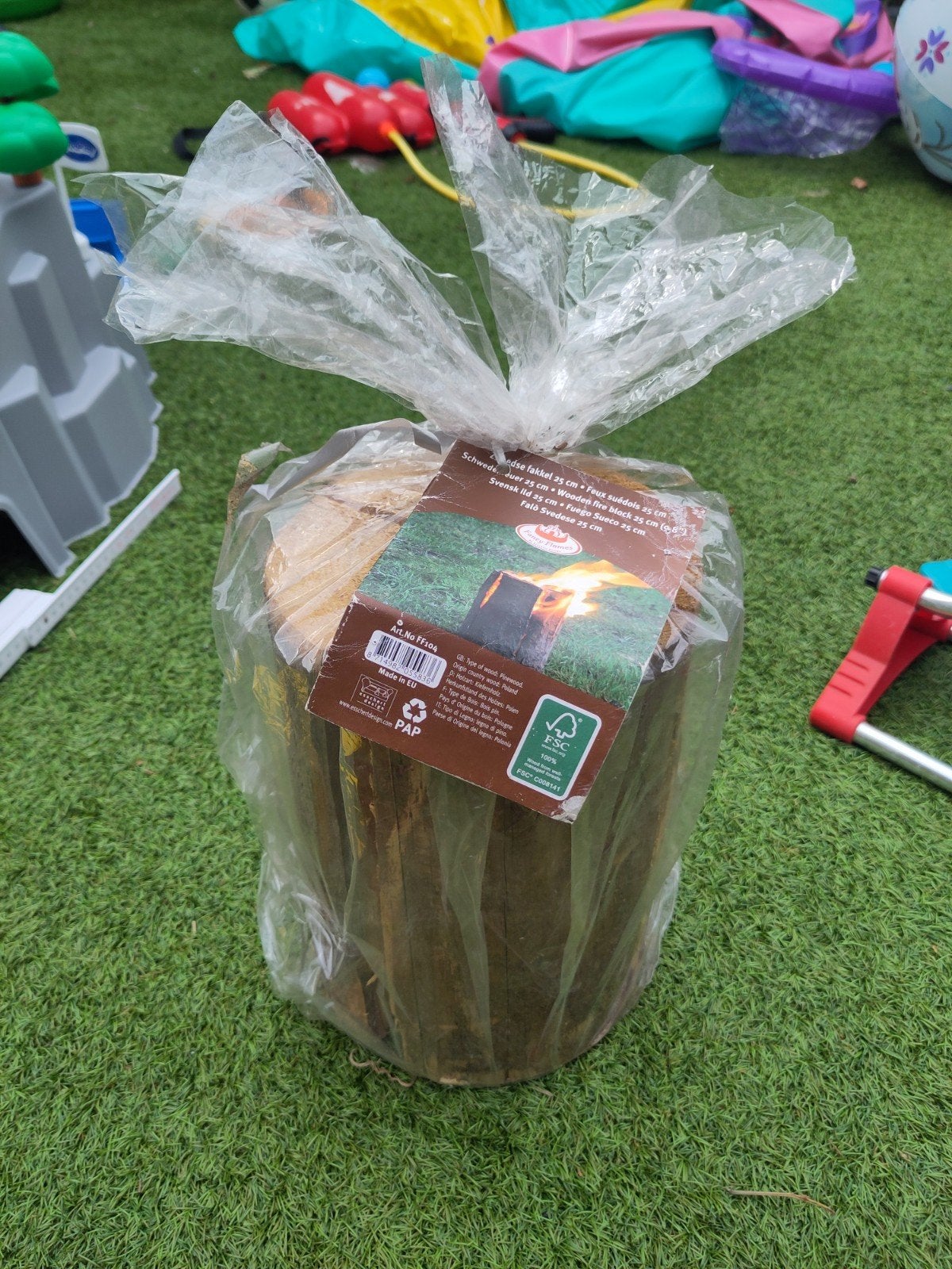 Zweedse fakkel 25 cm - Sfeervol vuurblok, Tuin en Terras, Haardhout, Minder dan 3 m³, Ophalen of Verzenden, Overige houtsoorten