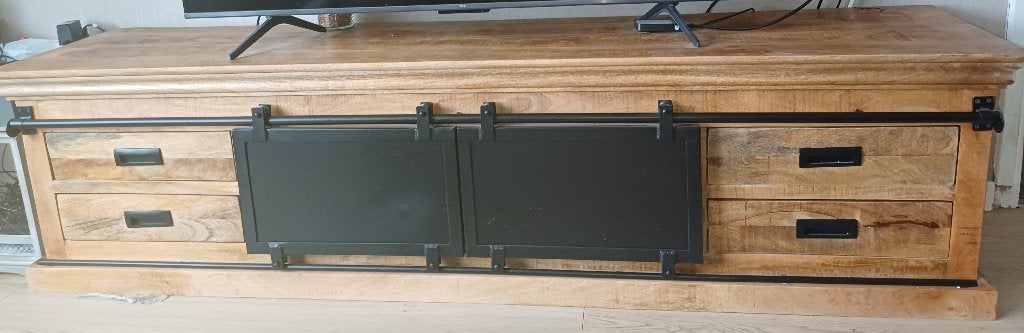 Massief houten TV-meubel, Ophalen, Nieuw, 200 cm of meer, Stoer landelijk