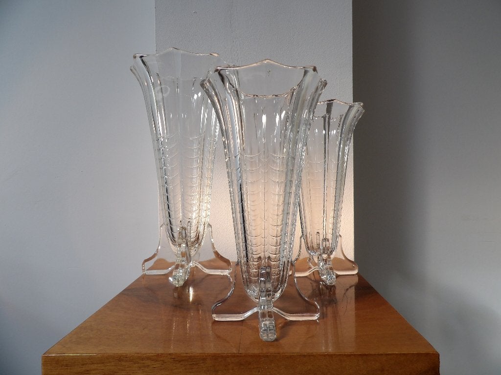 Art Deco Vazen set Val St Lambert Montesquieu 1935, Ophalen of Verzenden