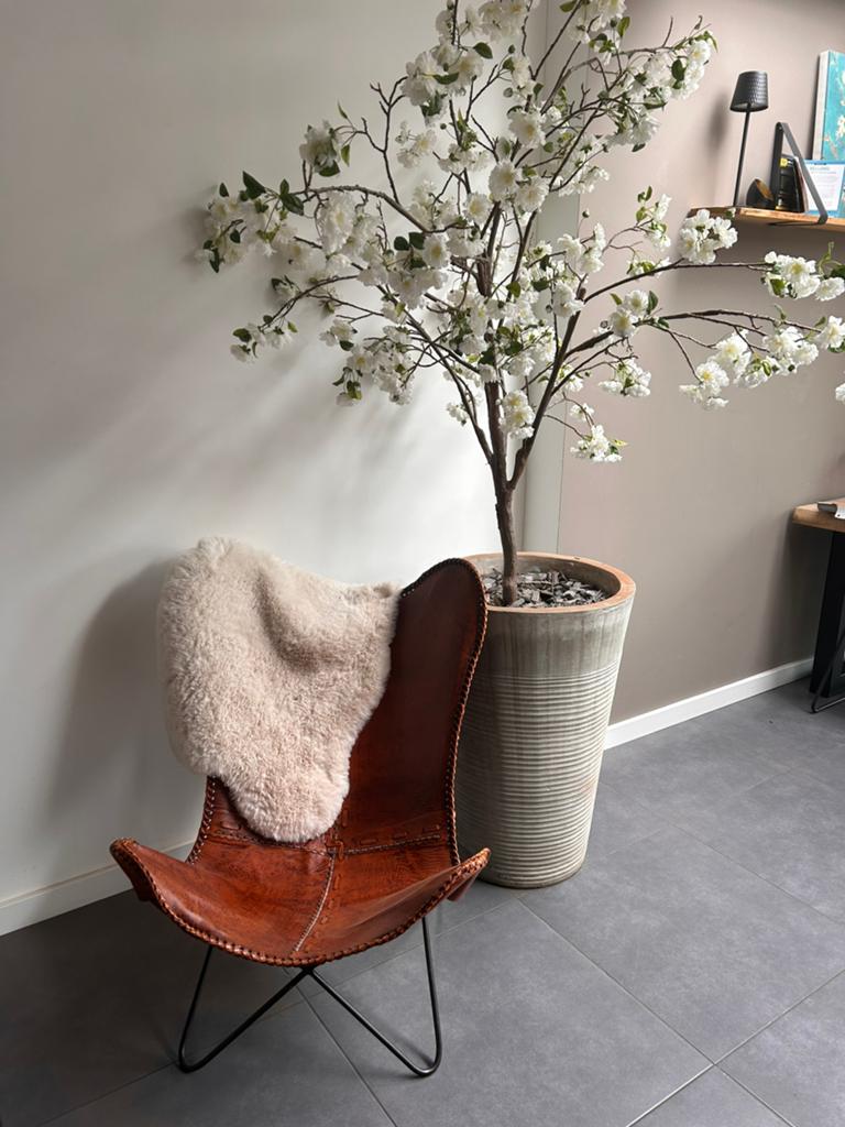 Vintage Leren vlinderstoel bruin, Huis en Inrichting, Fauteuils, Ophalen, Zo goed als nieuw, 50 tot 75 cm, Leer