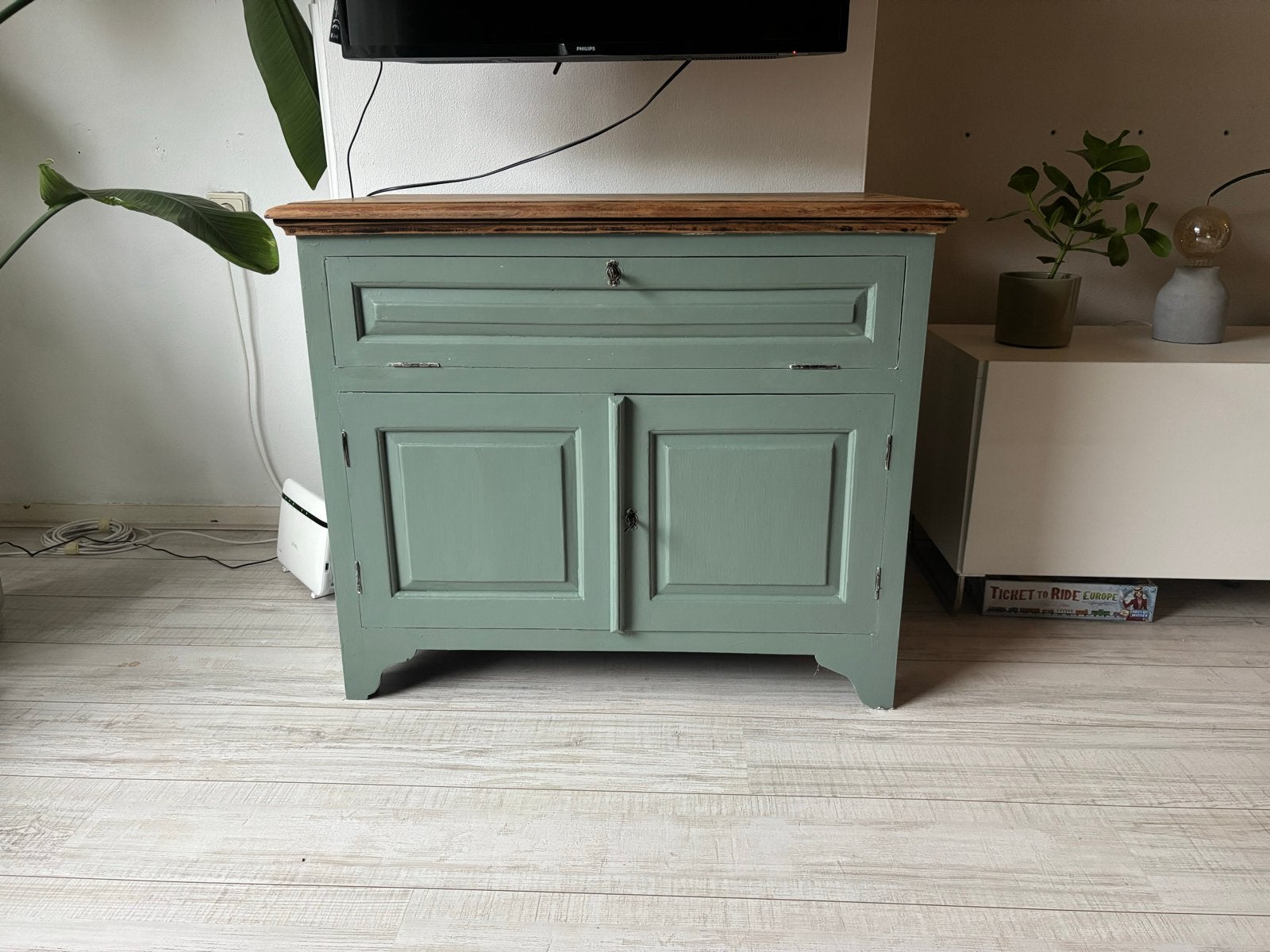 Groen houten kastje, Antiek en Kunst, Ophalen