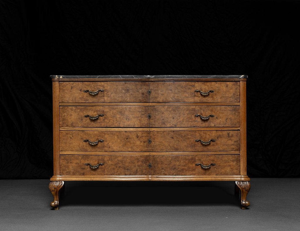 Italiaans Dressoir Antieke Kast Wortelnotenhout Marmer Blad, Ophalen, Industriestraat 19B, 7005 AN Doetinchem, Gebruikt, Info@inndoors.nl
