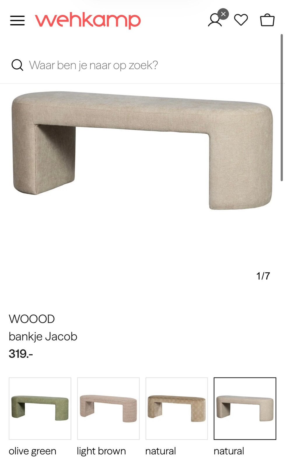 WOOOD bankje Jacob (NIEUW in verpakking), Huis en Inrichting, Ophalen, Minder dan 75 cm, Nieuw, Minder dan 150 cm