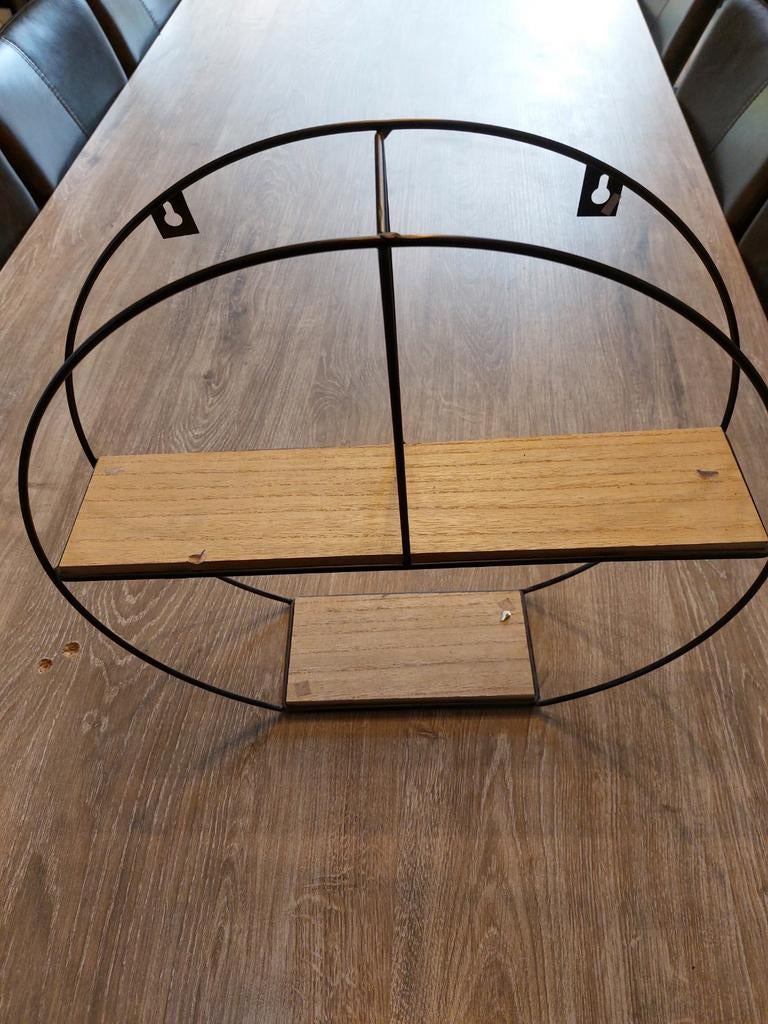 Rond wandrek met houten planken, Huis en Inrichting, Woonaccessoires | Wandplanken en Boekenplanken, Ophalen of Verzenden, Gebruikt