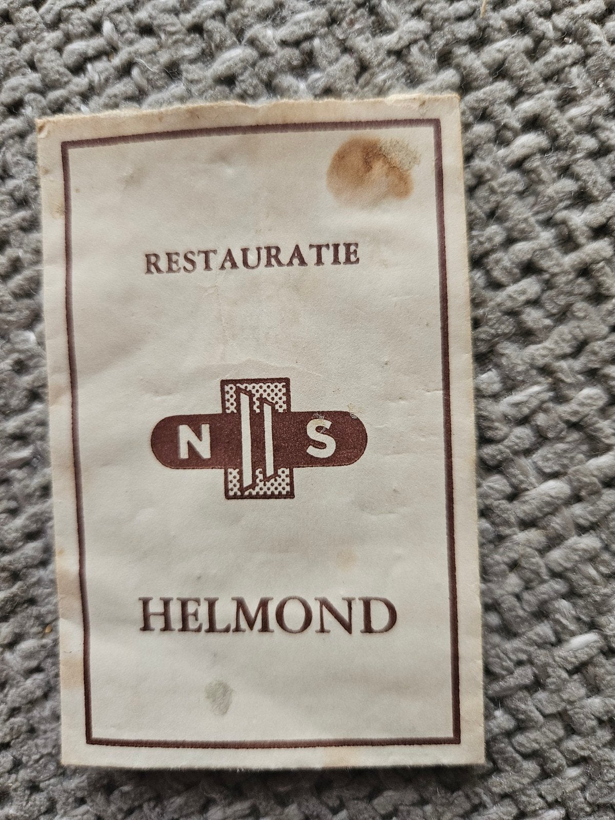 NS Restauratie Helmond suikerzakje, Ophalen of Verzenden, Gebruikt, Trein, Overige typen
