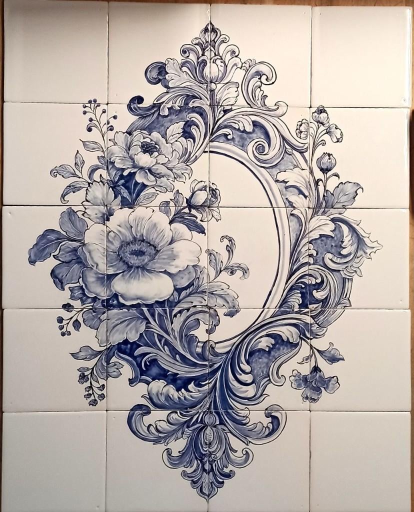 prachtig tegeltableau, origineel, Barok, blauw, ambachtelijk, Doe-het-zelf en Verbouw, Tegels, Overige materialen, Verzenden, Wandtegels